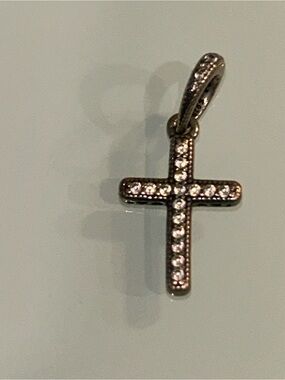 Pandora Silver Cross Pendant with Clear Stones